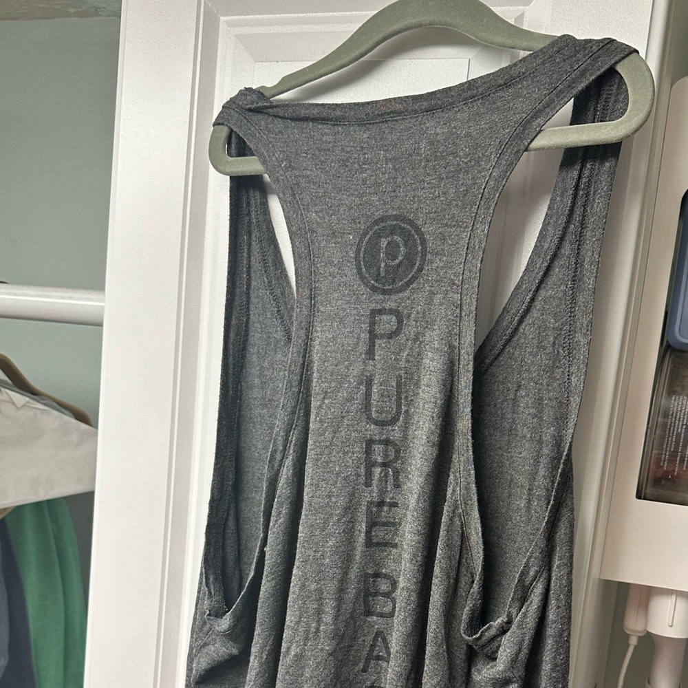 EUC pure barre set of 2 long tanks. One grey one black. Soft elastic material
